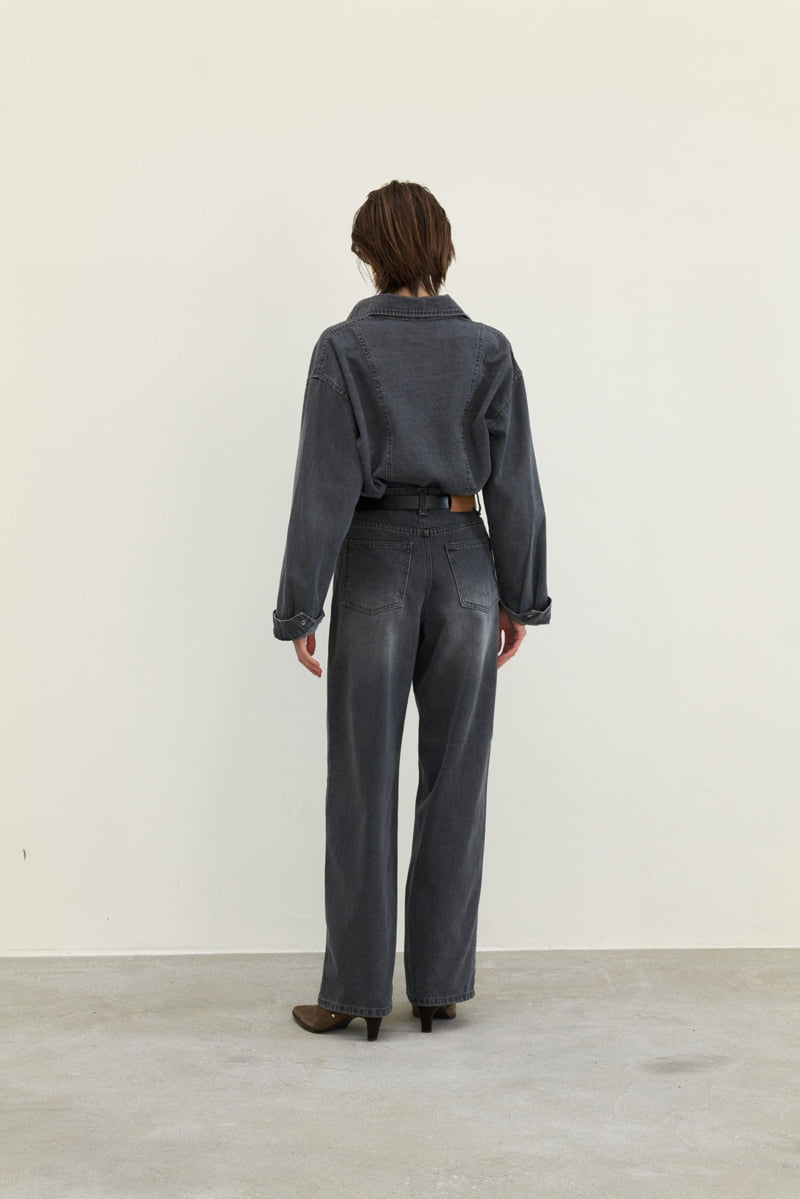 Neroli36 - Korean Women Fashion - #momslook - Gray Straight Denim Pants - 12
