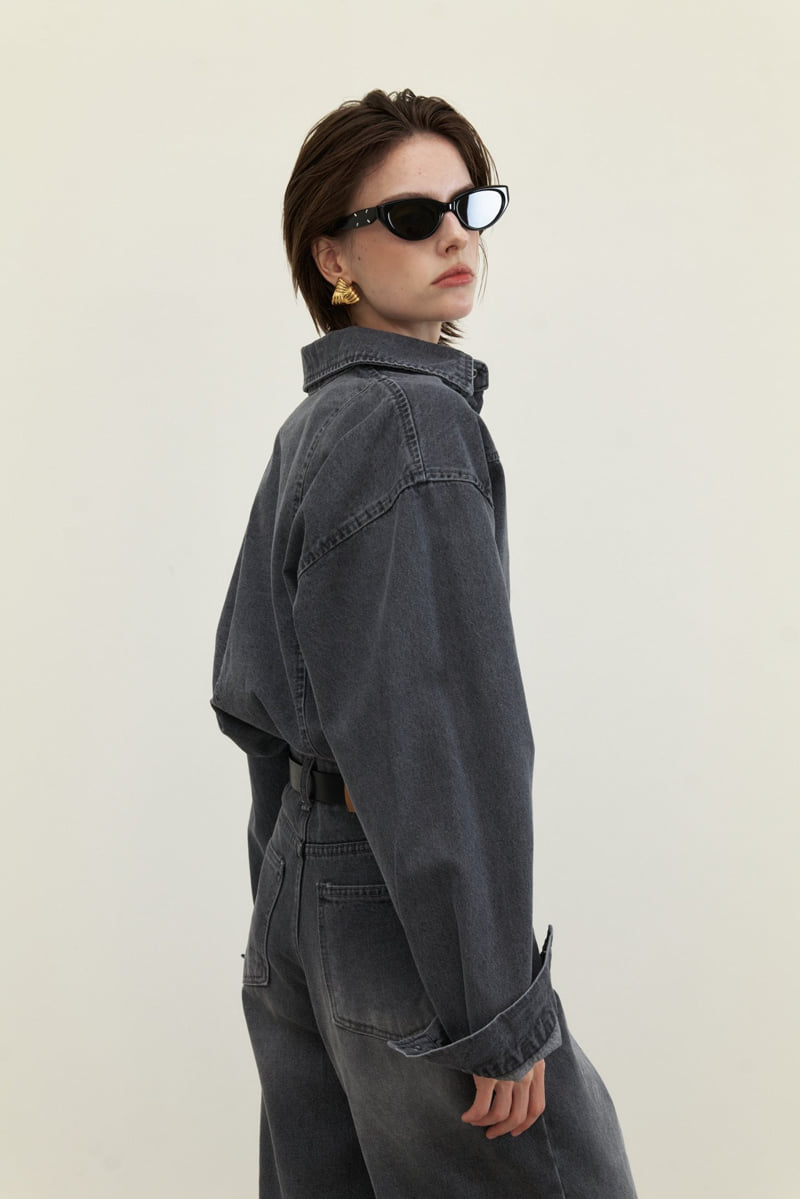 Neroli36 - Korean Women Fashion - #momslook - Gray Straight Denim Pants - 8