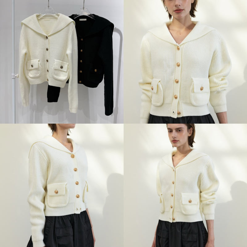 Neroli36 - Korean Women Fashion - #womensfashion - M Gold Trim Sailor Cardigan - 4