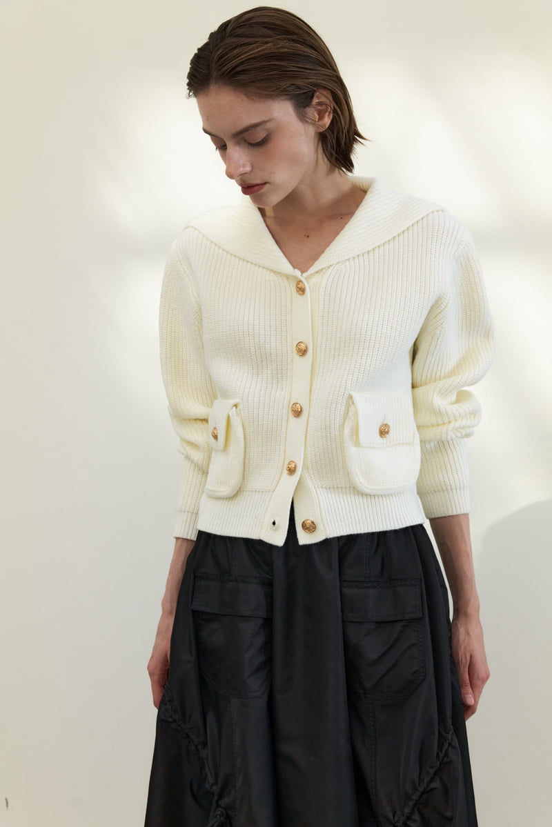 Neroli36 - Korean Women Fashion - #momslook - M Gold Trim Sailor Cardigan - 6