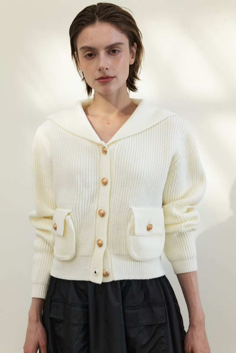 Neroli36 - Korean Women Fashion - #momslook - M Gold Trim Sailor Cardigan - 8