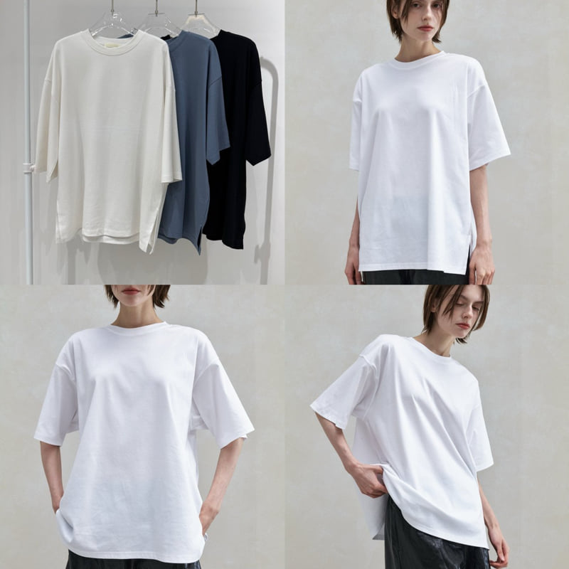 Neroli36 - Korean Women Fashion - #womensfashion - H Silket Slit Tee - 4