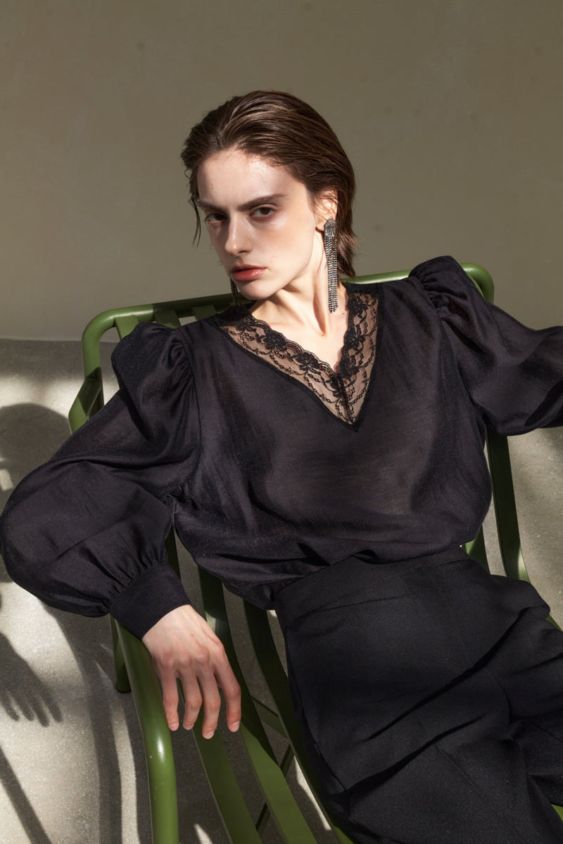 Neroli36 - Korean Women Fashion - #pursuepretty - Silky Lace Blouse - 7