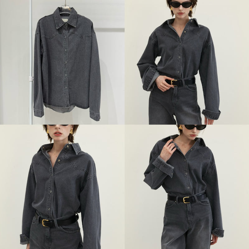 Neroli36 - Korean Women Fashion - #pursuepretty - Gray Denim Shirt - 4