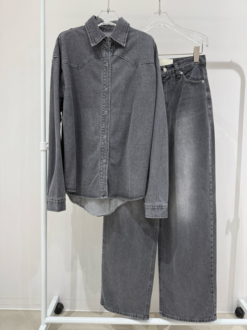 Neroli36 - Korean Women Fashion - #restrostyle - Gray Straight Denim Pants - 3