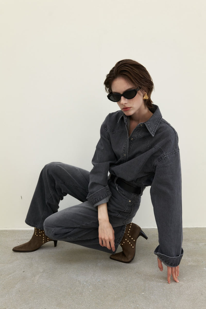Neroli36 - Korean Women Fashion - #shopsmall - Gray Straight Denim Pants - 5