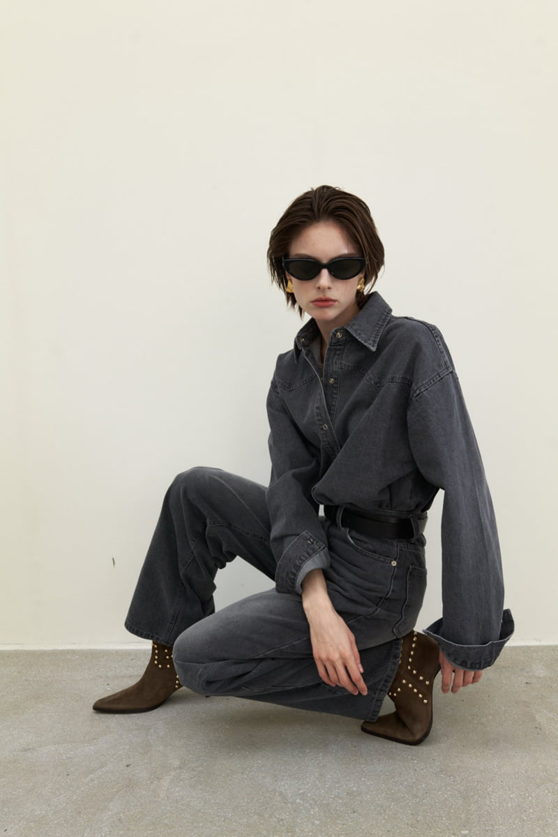 Neroli36 - Korean Women Fashion - #thatsdarling - Gray Straight Denim Pants - 6