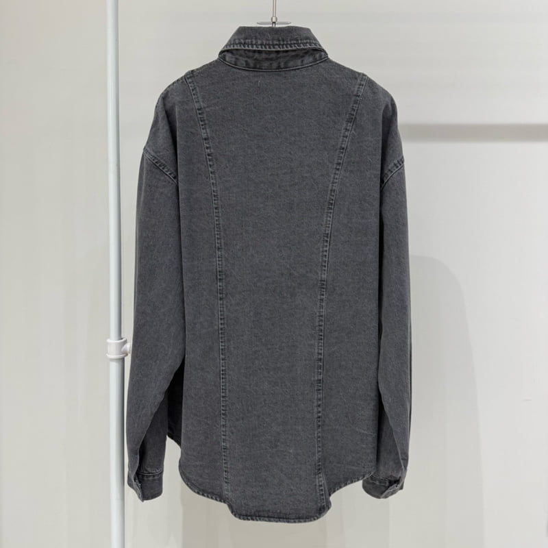 Neroli36 - Korean Women Fashion - #vintagekidsstyle - Gray Denim Shirt - 2