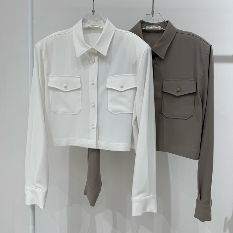 Neroli36 - Korean Women Fashion - #womensfashion - Pocket Pad Blouse