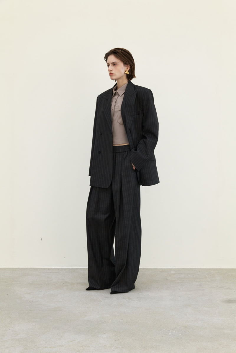 Neroli36 - Korean Women Fashion - #womensfashion - Wool Stripe Pleated Pants - 8