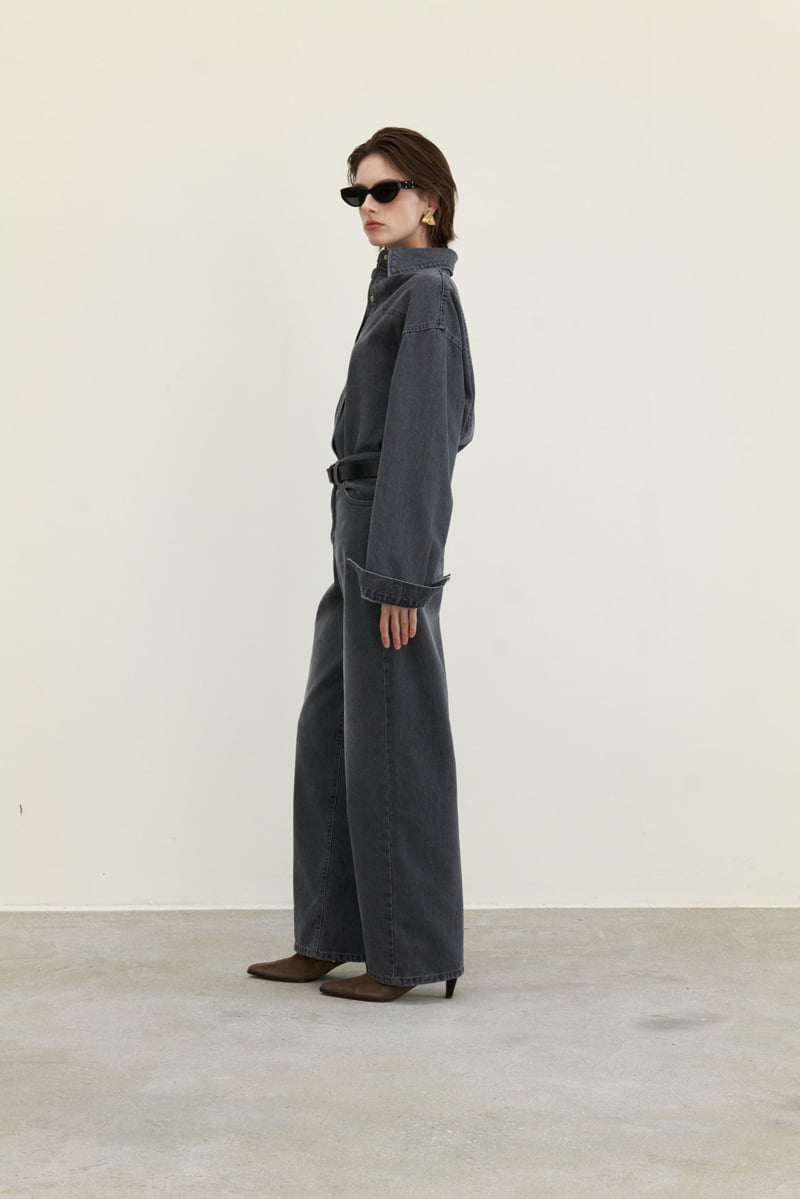 Neroli36 - Korean Women Fashion - #womensfashion - Gray Straight Denim Pants - 11