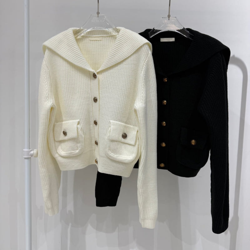 Neroli36 - Korean Women Fashion - #womensfashion - M Gold Trim Sailor Cardigan