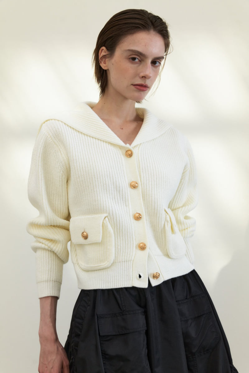 Neroli36 - Korean Women Fashion - #womensfashion - M Gold Trim Sailor Cardigan - 5