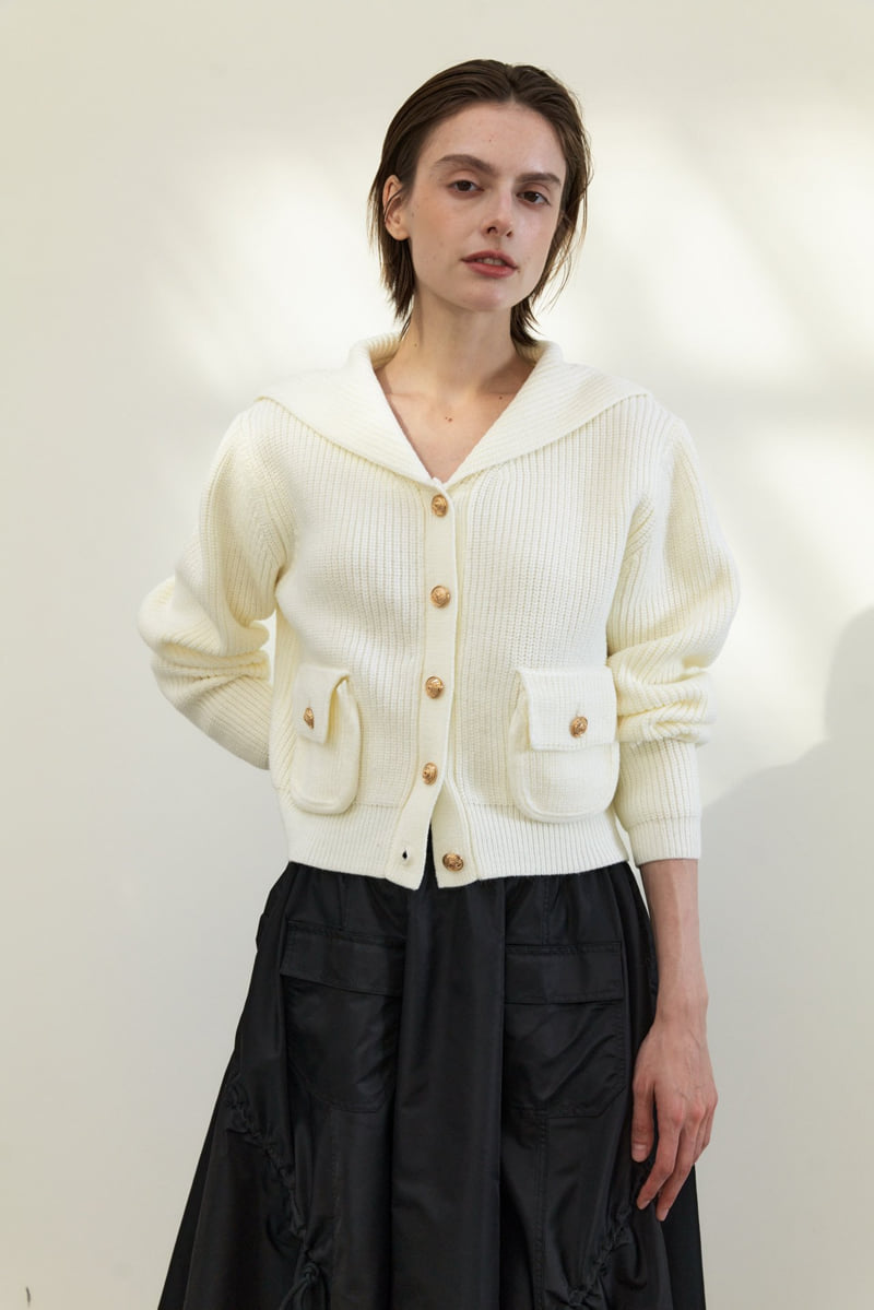 Neroli36 - Korean Women Fashion - #womensfashion - M Gold Trim Sailor Cardigan - 7