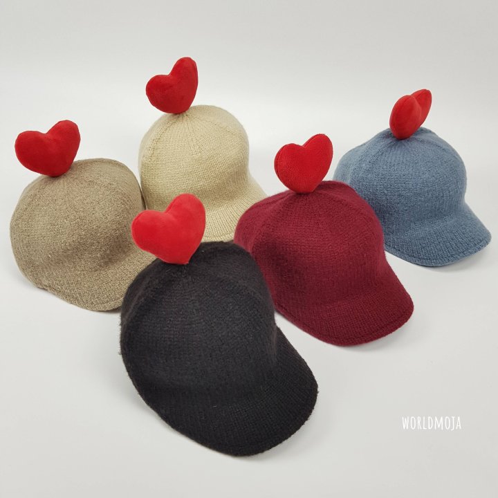 New World - Korean Baby Fashion - #babyboutique - Knit Heart Riding Style Cap