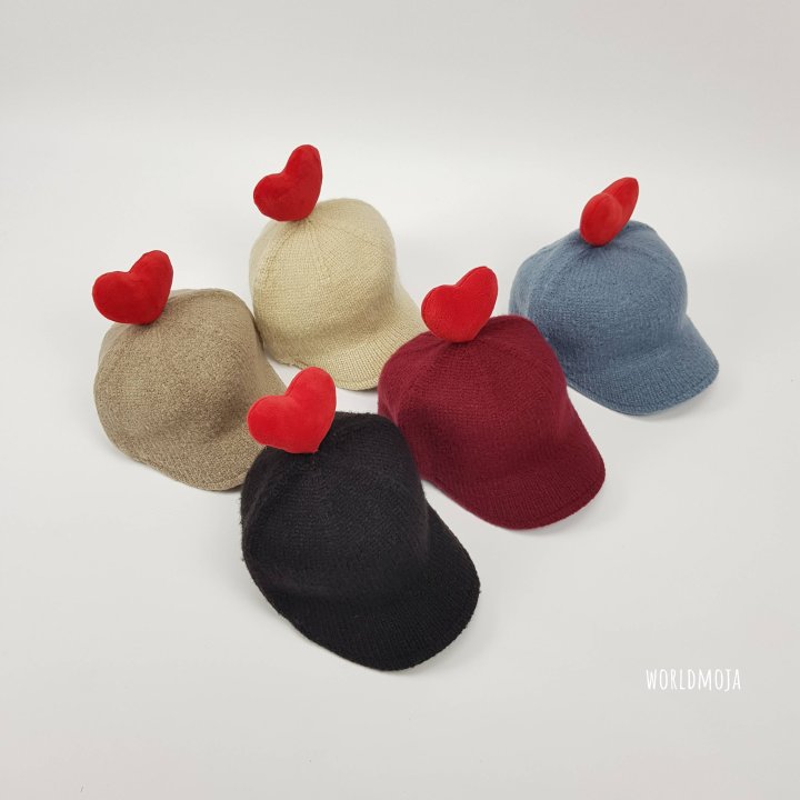 New World - Korean Baby Fashion - #babyboutique - Knit Heart Riding Style Cap - 2