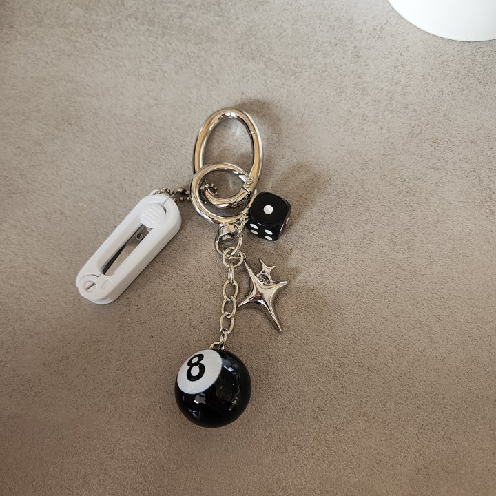Newerly - Korean Women Fashion - #momslook - Billiard Ball Scissors Keyring - 3