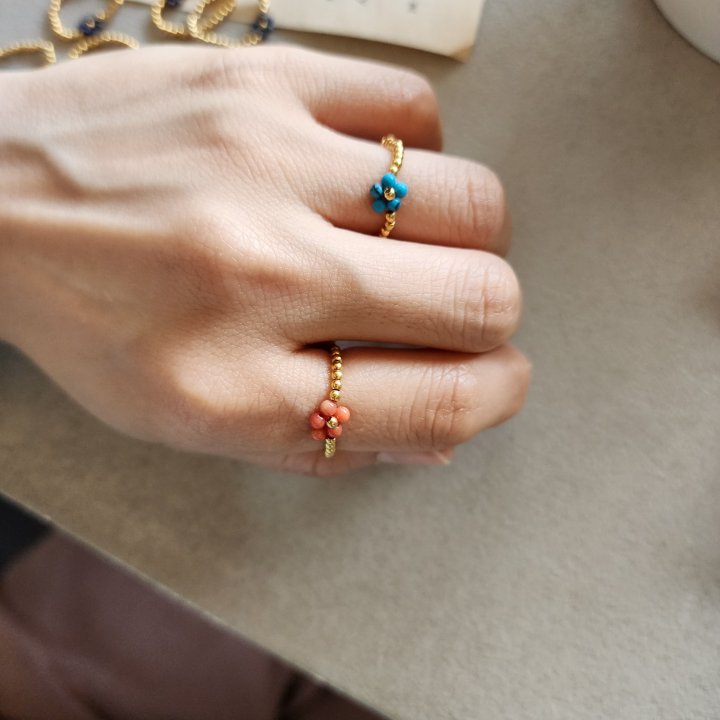 Newerly - Korean Women Fashion - #pursuepretty - Gemstone Gold Ball Ring - 6