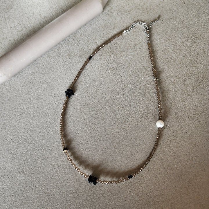 Newerly - Korean Women Fashion - #restrostyle - Surgical Steel Beads Gemstone Ball Necklace