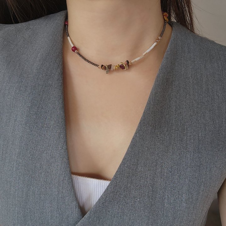 Newerly - Korean Women Fashion - #shopsmall - Surgical Steel Bohemian Bead Stone Necklace - 2