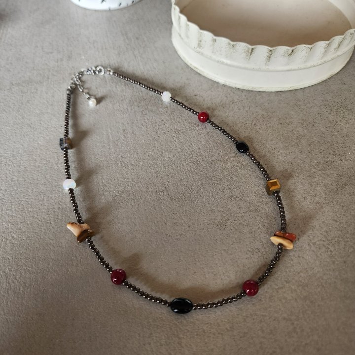 Newerly - Korean Women Fashion - #thatsdarling - Surgical Steel Mixed Gemstone Bead Necklace - 2