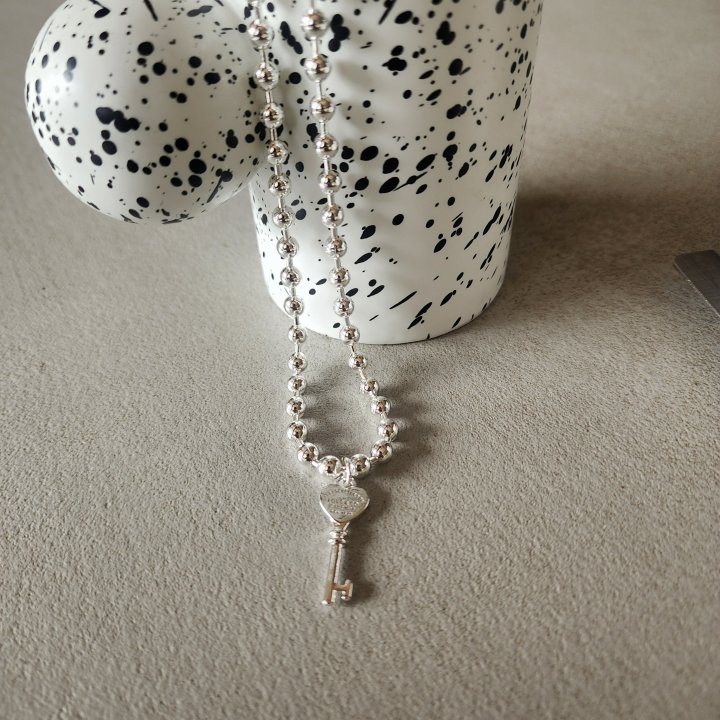 Newerly - Korean Women Fashion - #momslook - Key Ball Long Necklace - 4