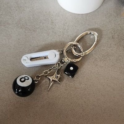Newerly - Korean Women Fashion - #momslook - Billiard Ball Scissors Keyring - 4
