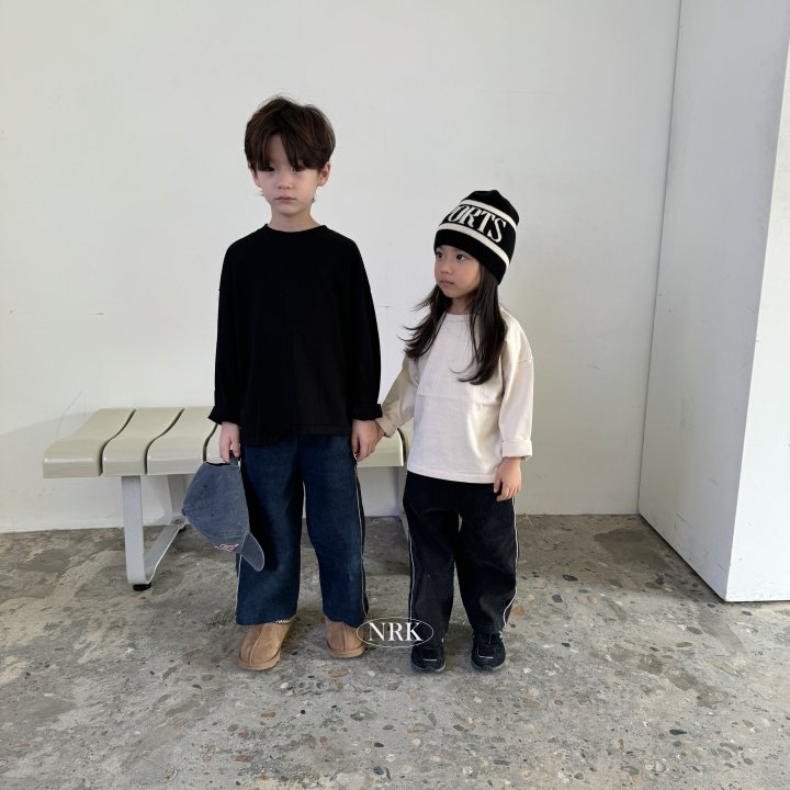 Nrk - Korean Children Fashion - #kidzfashiontrend - Brushed Denim Side Stripe Pants - 3