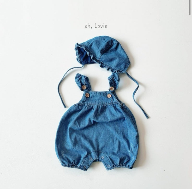 Oh lavie - Korean Baby Fashion - #babyfever - Baby Denim Suit Bonnet Set - 2