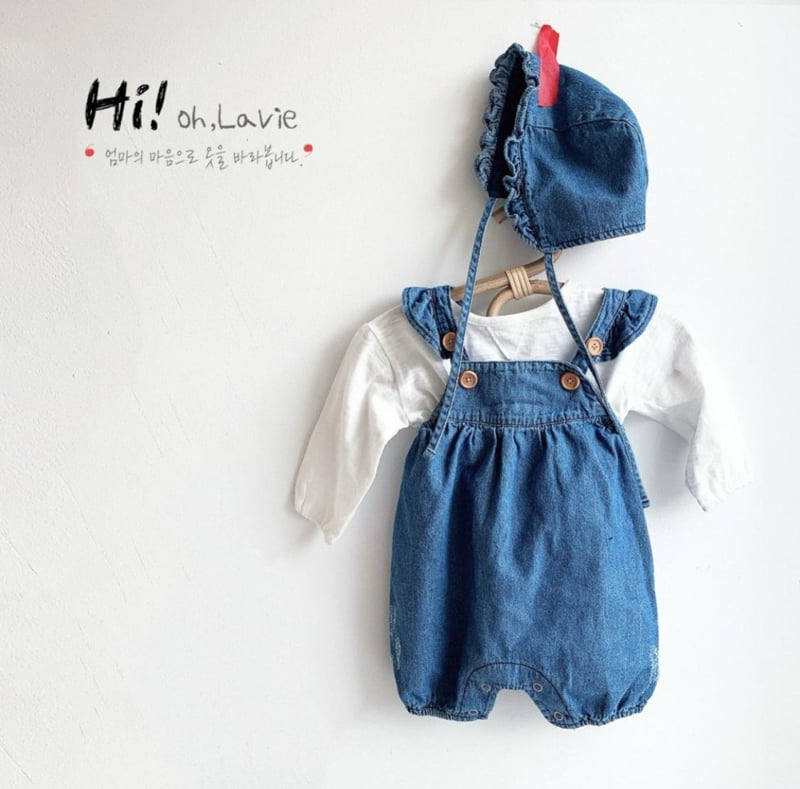 Oh lavie - Korean Baby Fashion - #babyoninstagram - Baby Denim Suit Bonnet Set - 5