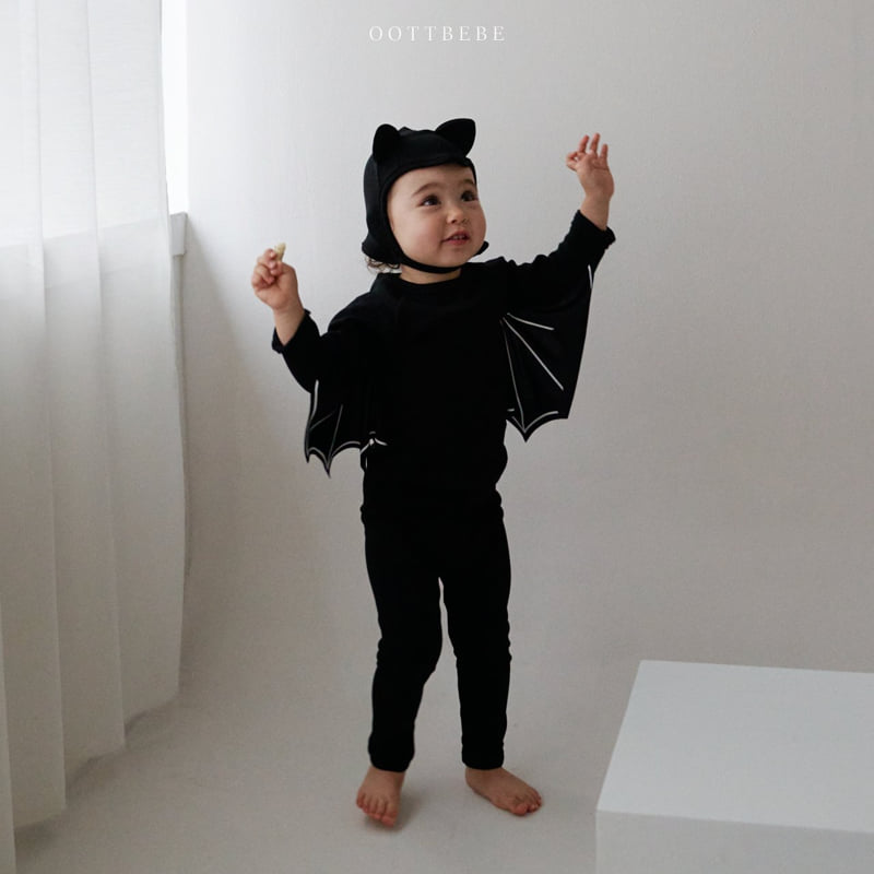 Oott Bebe - Korean Baby Fashion - #babyboutique - Bat Stretch Top Bottom Set - 4