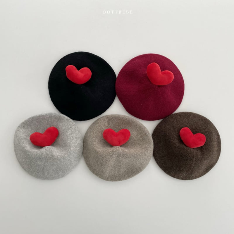 Oott Bebe - Korean Baby Fashion - #babyclothing - Heart Pop Beret (Warm Tone) - 12