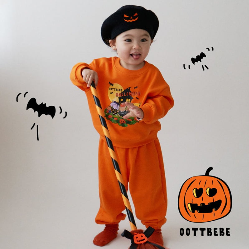 Oott Bebe - Korean Baby Fashion - #babyclothing - Pumpkin Top Bottom Set - 6