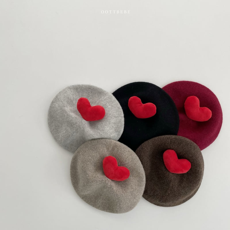 Oott Bebe - Korean Baby Fashion - #babyoninstagram - Heart Pop Beret (Warm Tone) - 2