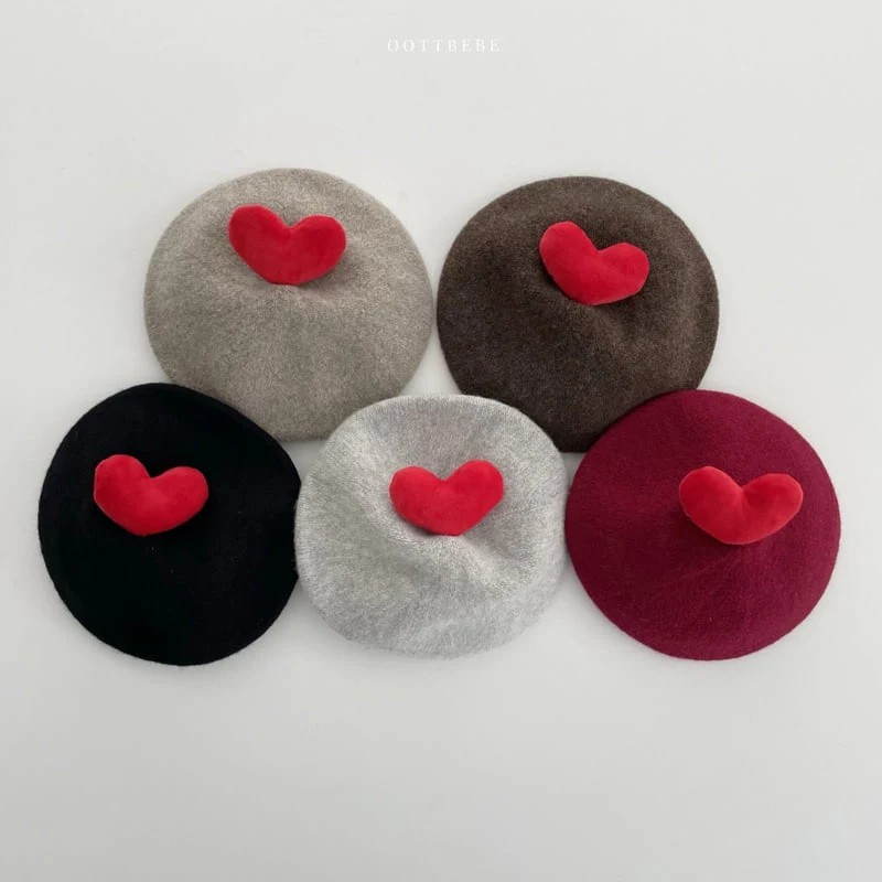 Oott Bebe - Korean Baby Fashion - #babyootd - Heart Pop Beret (Warm Tone) - 3