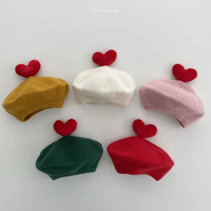 Oott Bebe - Korean Baby Fashion - #babyootd - Heart Pop Beret (Color) - 2