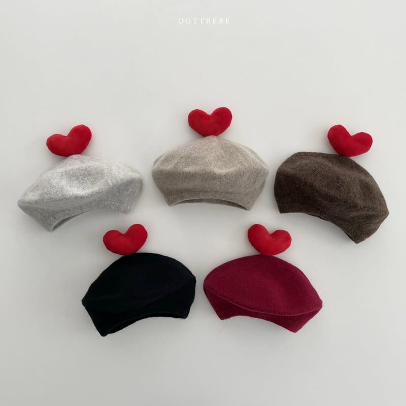 Oott Bebe - Korean Baby Fashion - #babyootd - Heart Pop Beret (Warm Tone) - 4