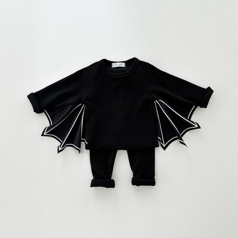 Oott Bebe - Korean Baby Fashion - #babyoutfit - Bat Stretch Top Bottom Set - 12