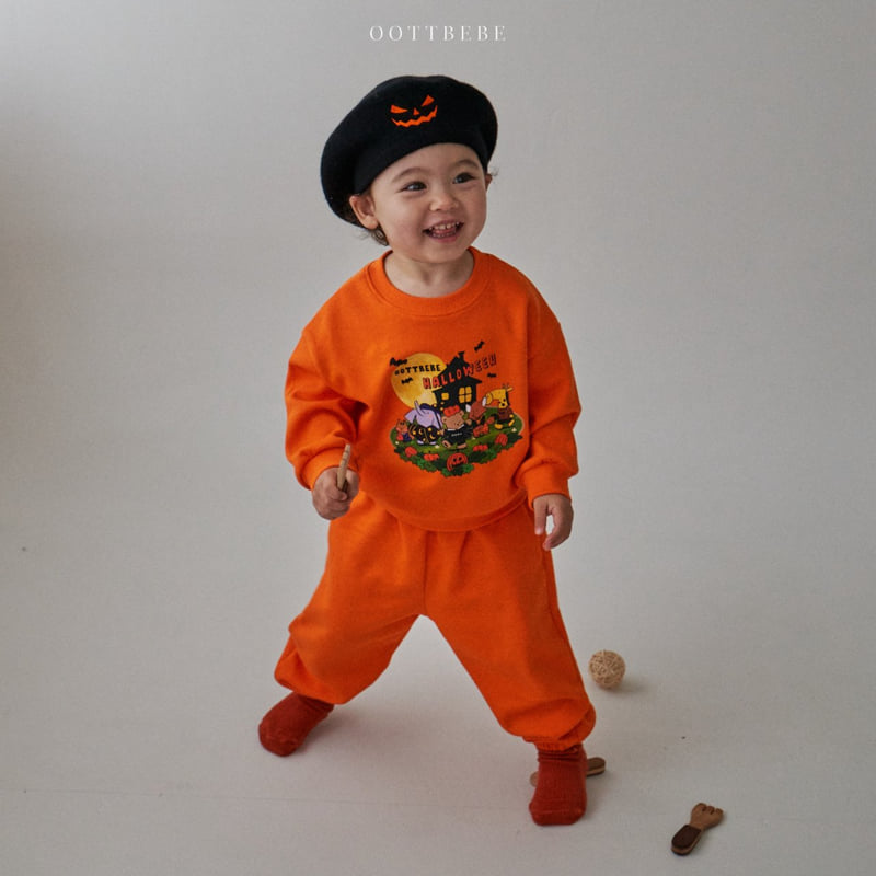 Oott Bebe - Korean Baby Fashion - #onlinebabyboutique - Pumpkin Top Bottom Set