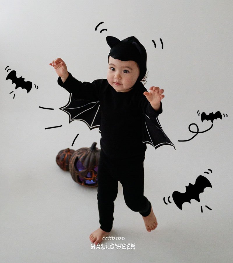 Oott Bebe - Korean Baby Fashion - #onlinebabyshop - Bat Stretch Top Bottom Set
