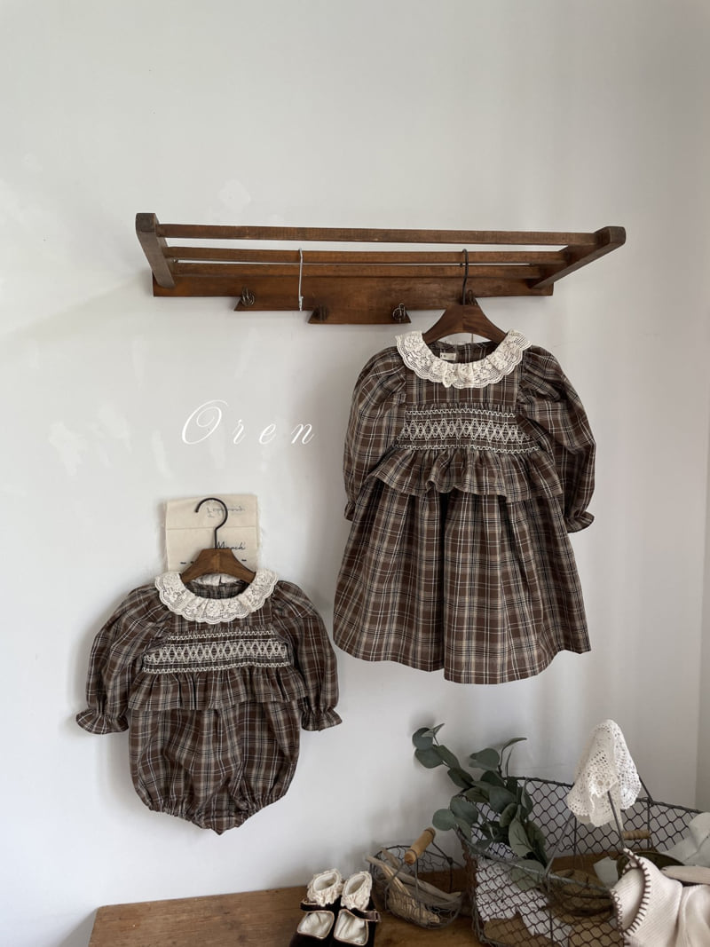 Oren - Korean Baby Fashion - #babyboutiqueclothing - Chocolat Check One-piece - 9