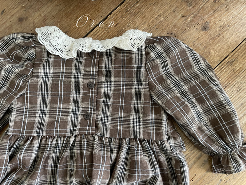 Oren - Korean Baby Fashion - #babyfashion - Chocolat Check One-piece - 11