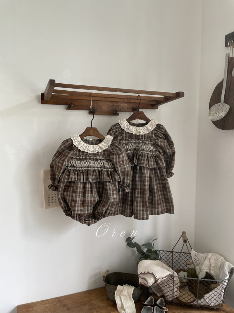 Oren - Korean Baby Fashion - #onlinebabyboutique - Chocolat Check Suit - 6