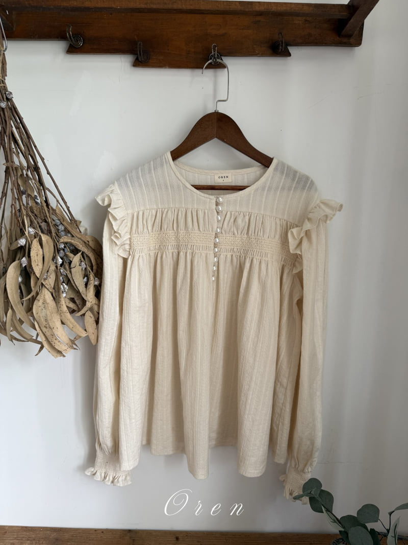 Oren - Korean Women Fashion - #romanticstyle - Mom Miel Smocked Blouse - 2