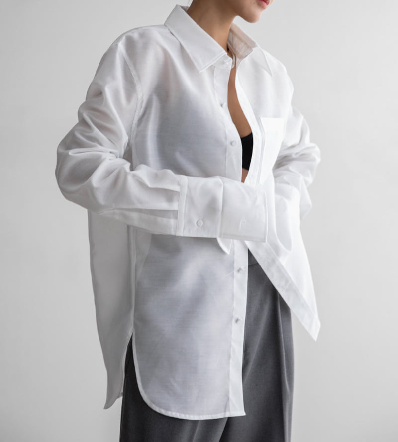 Paper Moon - Korean Women Fashion - #momslook - LUX Double Sleeve Cap Detail Organza Shirt - 3