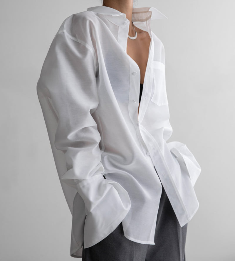 Paper Moon - Korean Women Fashion - #momslook - LUX Double Sleeve Cap Detail Organza Shirt - 5
