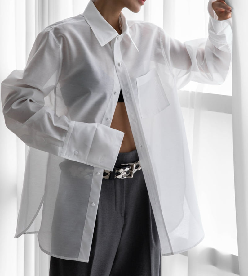 Paper Moon - Korean Women Fashion - #womensfashion - LUX Double Sleeve Cap Detail Organza Shirt - 6