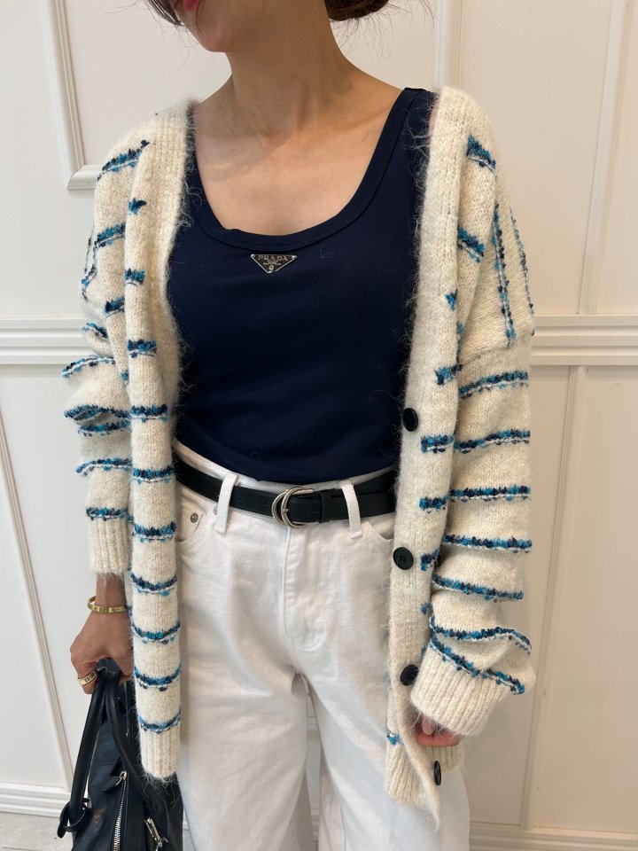 Pearls room - Korean Women Fashion - #momslook - Stripe Cardigan - 4