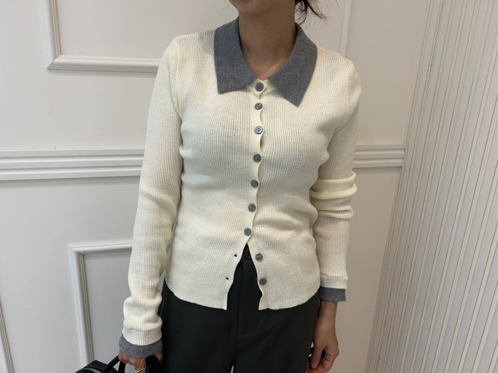Pearls room - Korean Women Fashion - #momslook - Ribbed Collar Shirt - 2