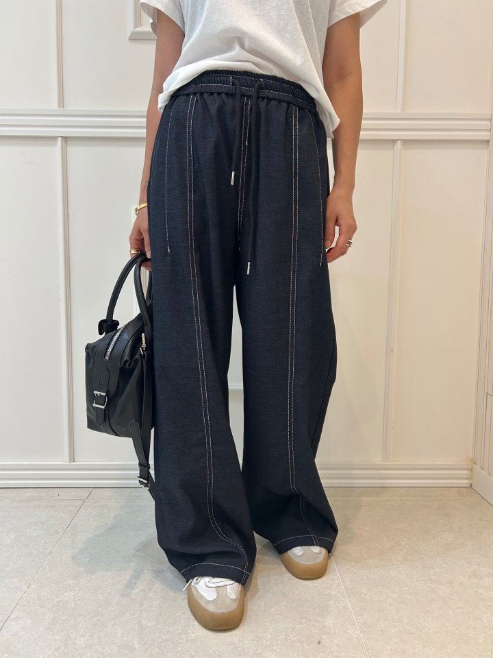 Pearls room - Korean Women Fashion - #momslook - Stitch Pants
